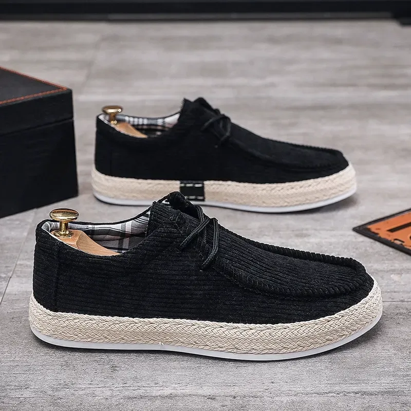 Men's slip-on shoes, corduroy men's shoes, casual shoes, four seasons round toe sailing shoes for men