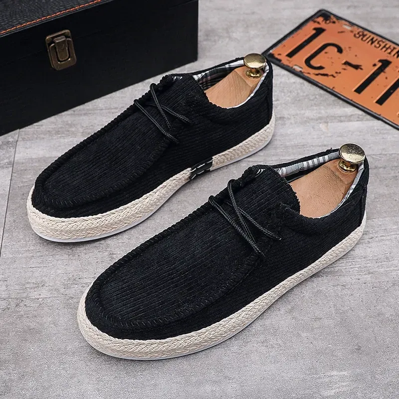 Men's slip-on shoes, corduroy men's shoes, casual shoes, four seasons round toe sailing shoes for men