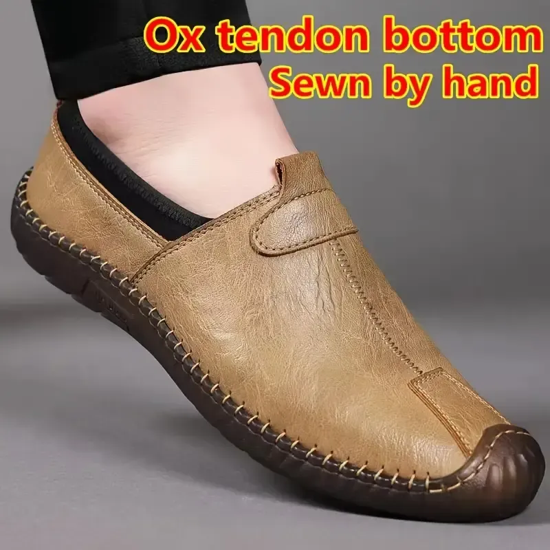 Men's Solid Colour Slip On Loafer Shoes, Comfy Non Slip Durable Breathable Shoes For Men's Outdoor Activities