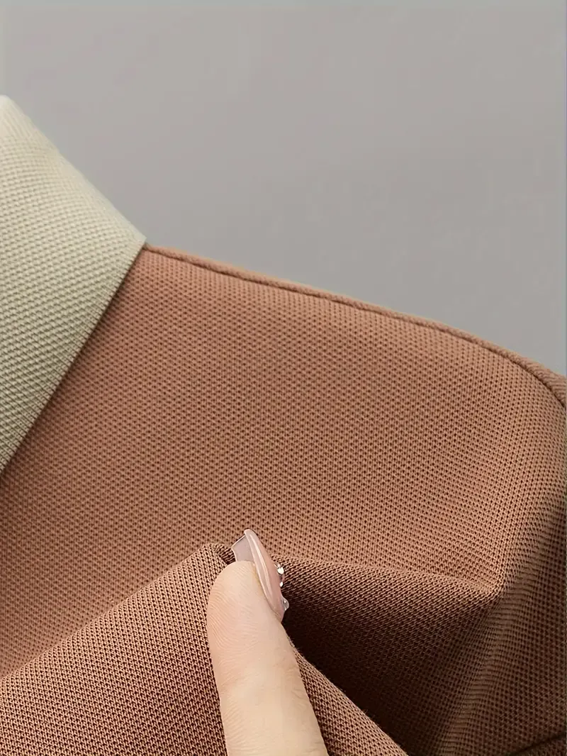 Men's Golf Shirt With Embroidered Design, Casual Slightly Stretch Button Up Golf Shirt, Men's Clothing For Summer Outdoor