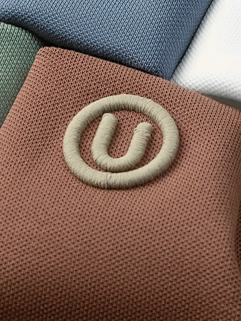 Men's Golf Shirt With Embroidered Design, Casual Slightly Stretch Button Up Golf Shirt, Men's Clothing For Summer Outdoor