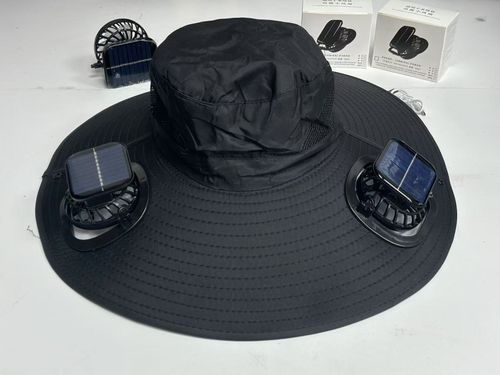 Long-lasting and high-wind-power lithium battery rechargeable solar fan hat men's outdoor sun hat