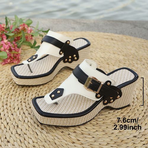 Large-sized thick high-heeled slippers for women in 2025 summer, trendy and casual new cool slippers