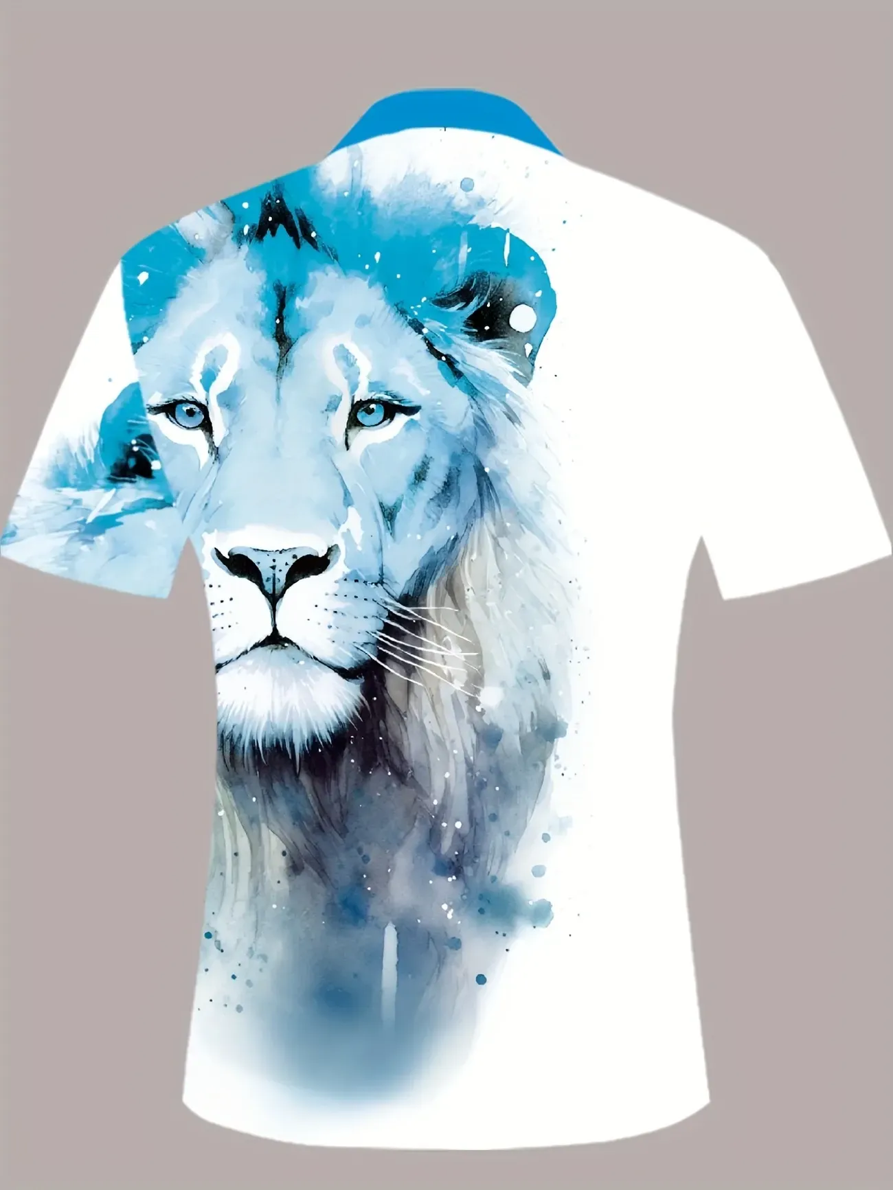 Men's short-sleeved lapel casual Polo shirt with 3D printing