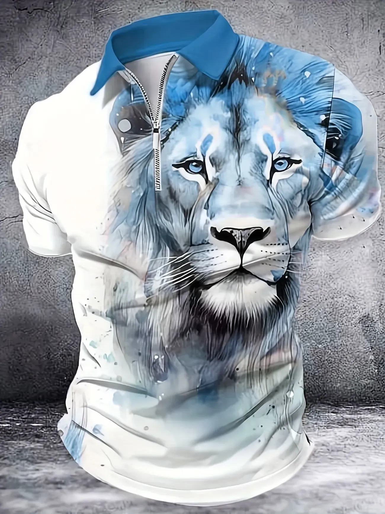 Men's short-sleeved lapel casual Polo shirt with 3D printing