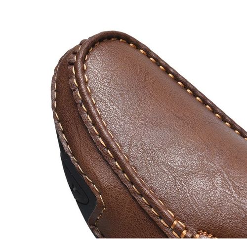 Hollow hand-stitched men's shoes outdoor casual shoes slip-on flat leather shoes low-top large size