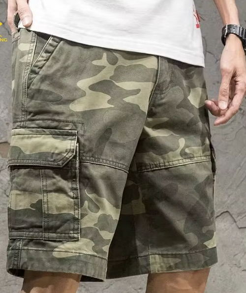 Camouflage cargo shorts, men's trendy brands, ins, trend, summer pants, loose five-point casual pants, men's