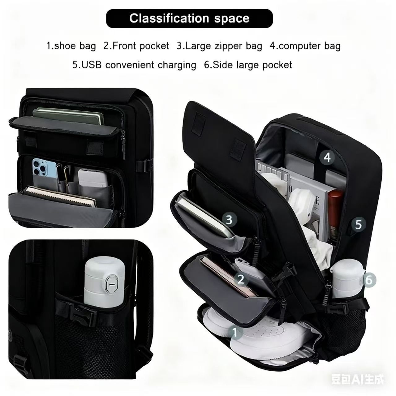 🔥Hot Sale🔥-High-quality travel essential travel flight backpack waterproof zipper Oxford cloth notebook large capacity multifunctional backpack