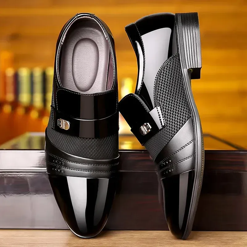 Men's Patent Leather Oxford Shoes, Formal Dress Shoes For Wedding Party Office