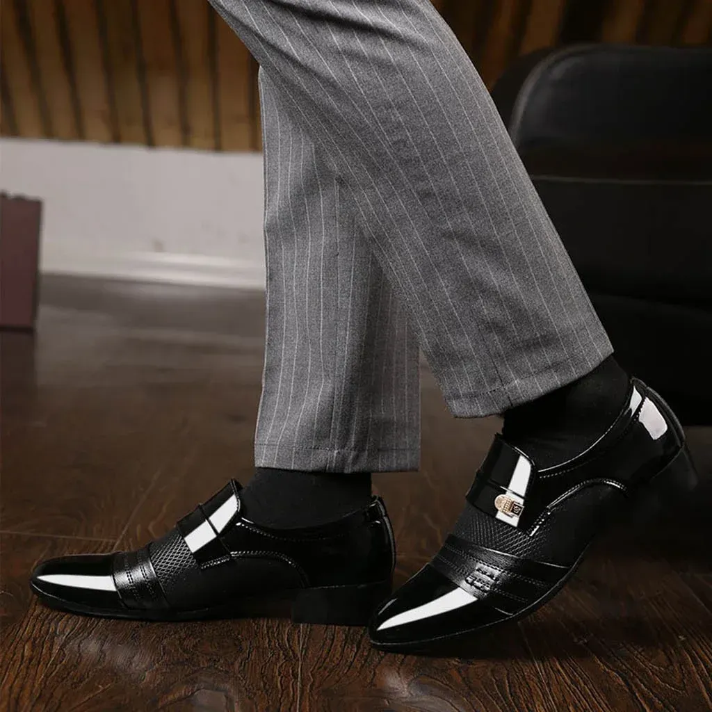 Men's Patent Leather Oxford Shoes, Formal Dress Shoes For Wedding Party Office