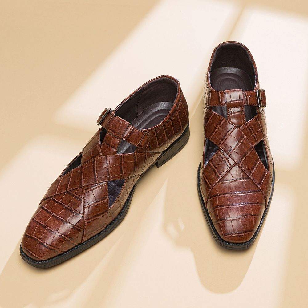 🔥2025 HOT SALE -50%🔥men's openwork summer outerwear sandals, Roman shoes, business casual shoes, breathable, fashionable and trendy genuine leather men's shoes