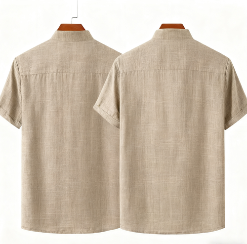 Men's shirt digital 3D printed linen short-sleeved summer retro fashion short-sleeved shirt