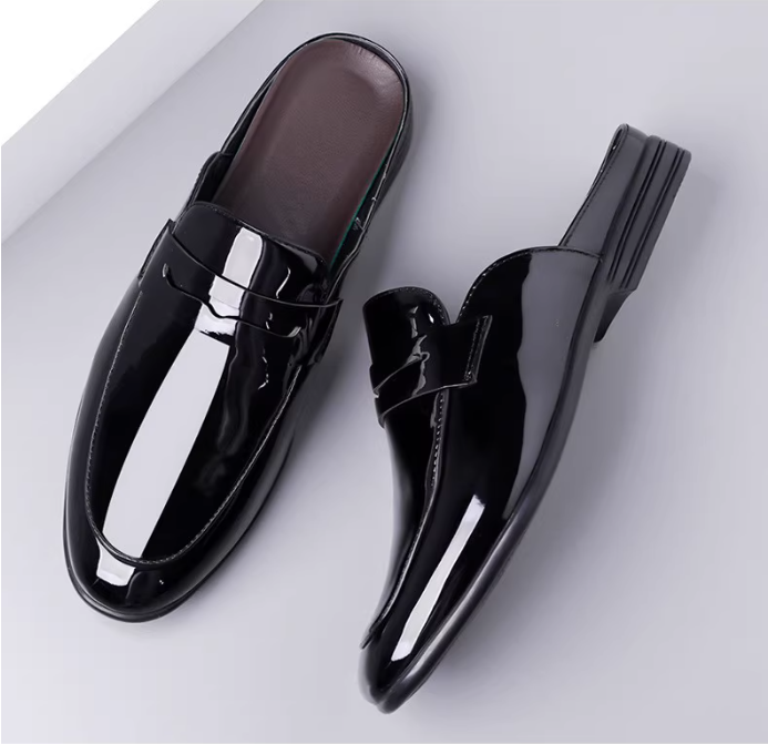 🔥2025 HOT SALE -50%🔥Leather summer flat front slip-on shoes for men, business casual, shiny leather, pointed toe, formal men's shoes