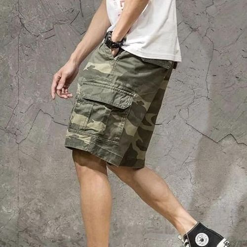 Camouflage cargo shorts, men's trendy brands, ins, trend, summer pants, loose five-point casual pants, men's