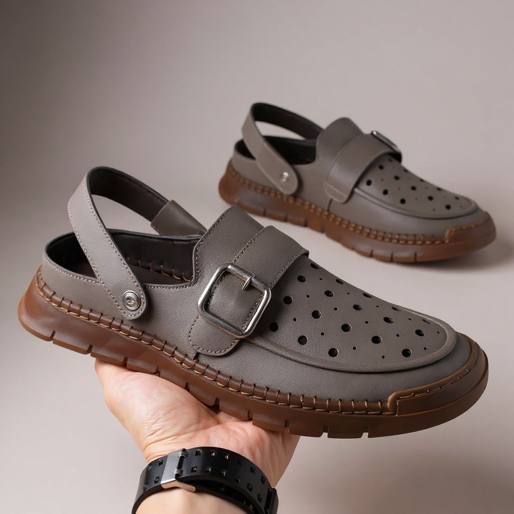 🔥Hot Sale🔥Summer new men's perforated shoes, fashionable casual shoes, hand-stitched breathable sandals