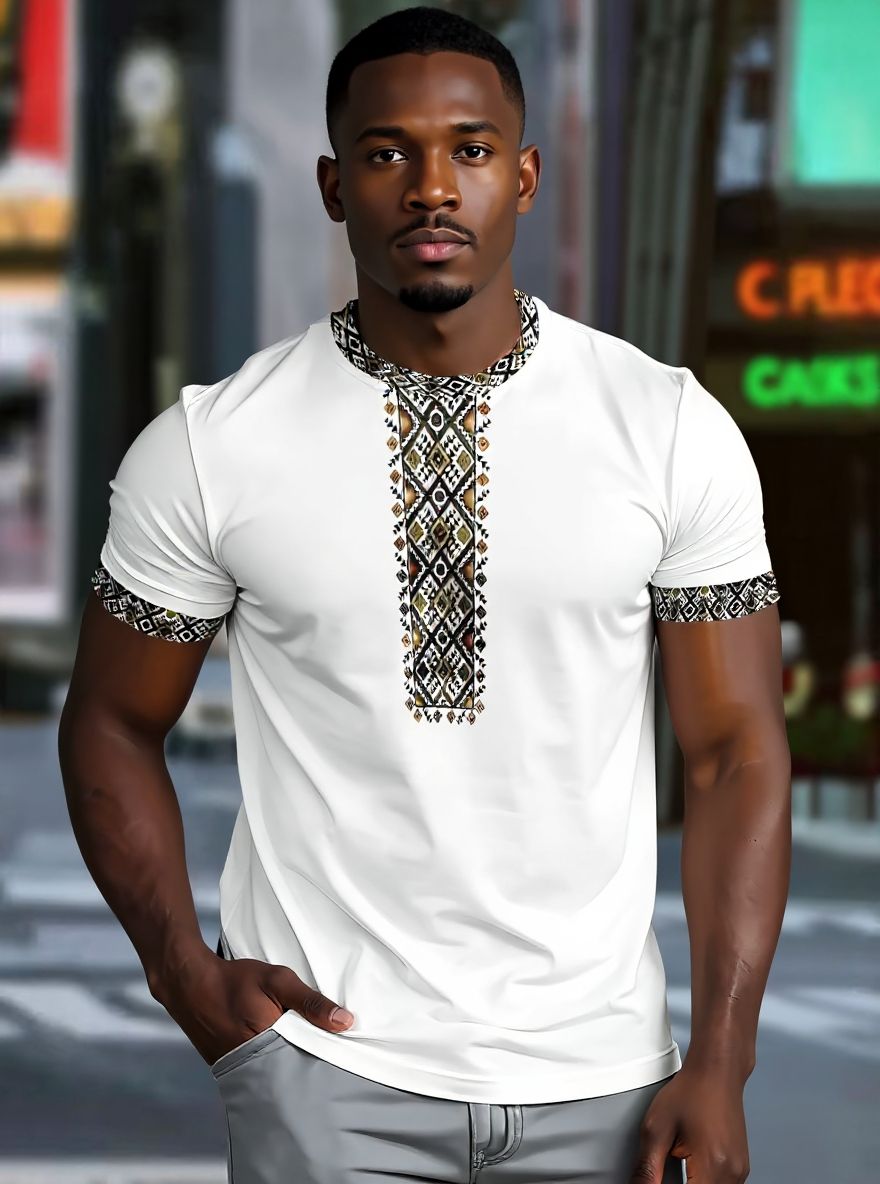 🔥2025 HOT SALE -50%🔥Men's short-sleeved T-shirt business casual series digital short-sleeved 3D printing style loose short-sleeved