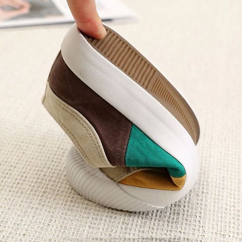 Men's Slip On Canvas Skateboard Shoes Color Block Non Slip Low Top Outdoor Walking Traveling For Spring And Summer