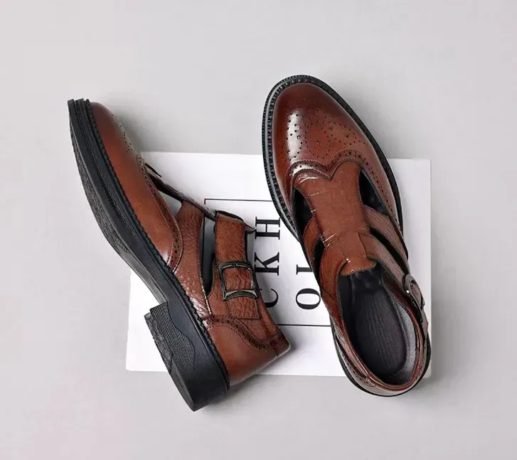 New casual high-end hollow breathable lightweight brogue comfortable round-toed shoes