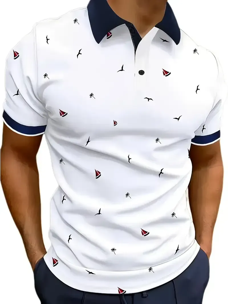 Men's Geometric Graphic Print Golf Shirt