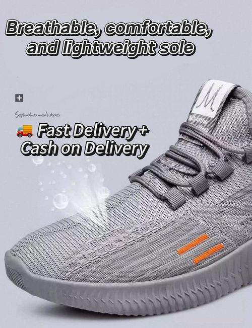 Men's Slip On Breathable Durable Knit Jogging Shoe With Adjustable Shoelace, Comfy Sneakers For Outdoor Workout Training