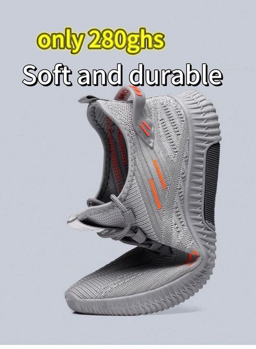 Men's Slip On Breathable Durable Knit Jogging Shoe With Adjustable Shoelace, Comfy Sneakers For Outdoor Workout Training