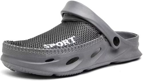 Men’s Grey Breathable Clog Sandals – Lightweight Anti-Slip Everyday Shoes