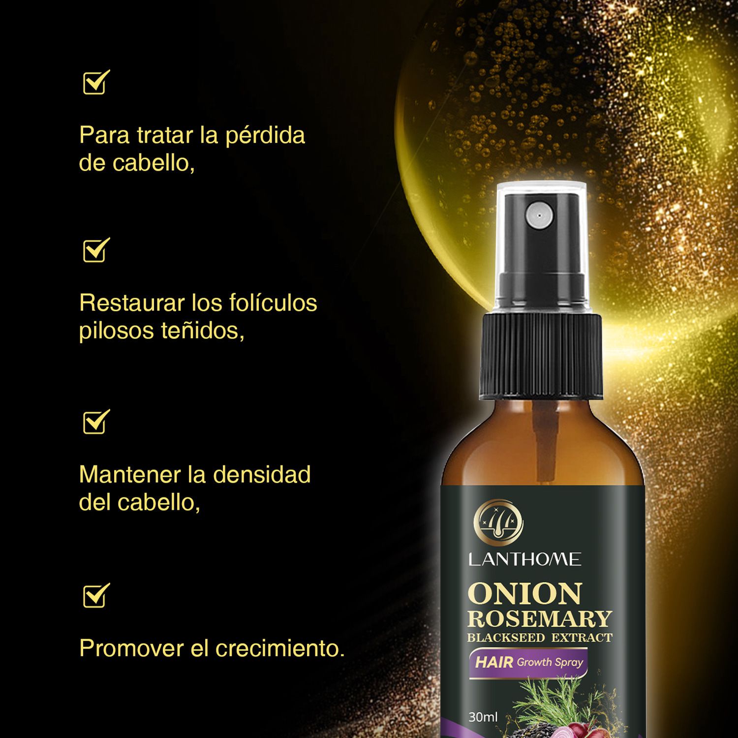 New Lanthome Onion Rosemary Black Rice Hair Care Spray - Nourishing and Conditioning Hair