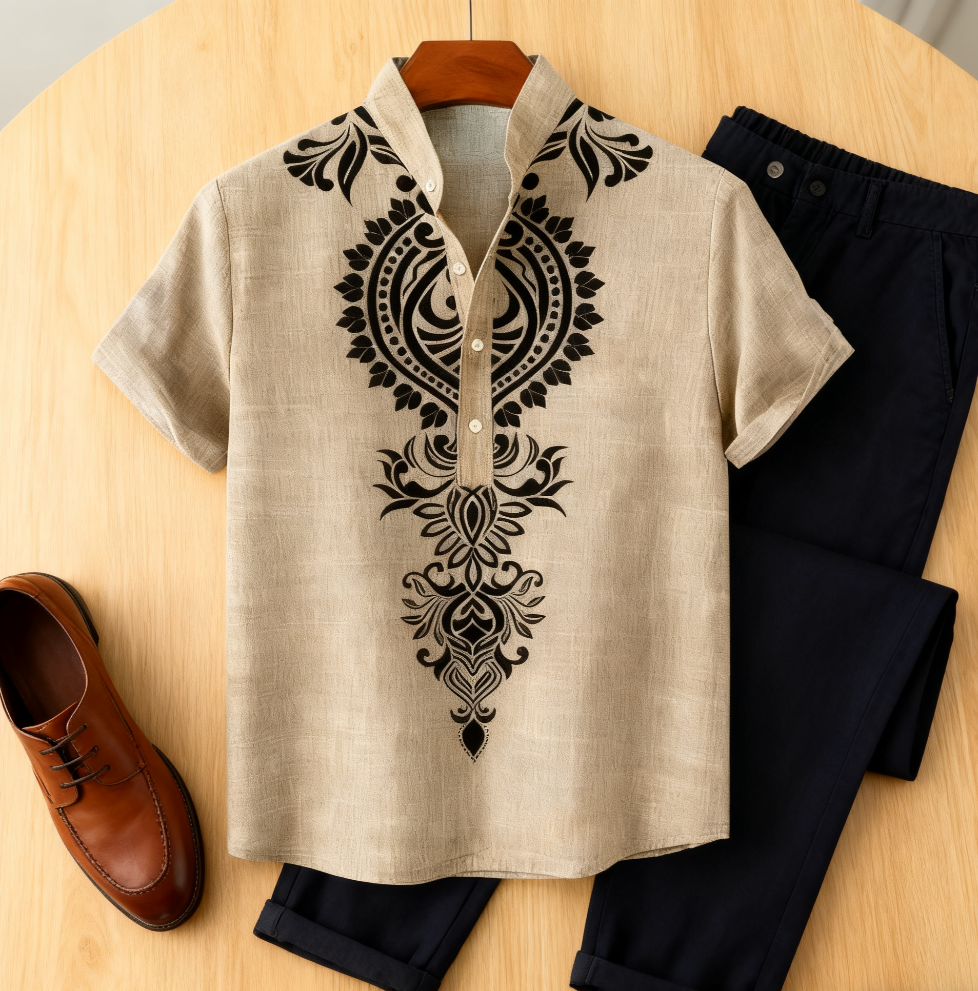 🔥2025 HOT SALE -50%🔥Men's shirt digital 3D printed linen short-sleeved summer retro fashion short-sleeved shirt