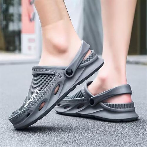 Men’s Grey Breathable Clog Sandals – Lightweight Anti-Slip Everyday Shoes