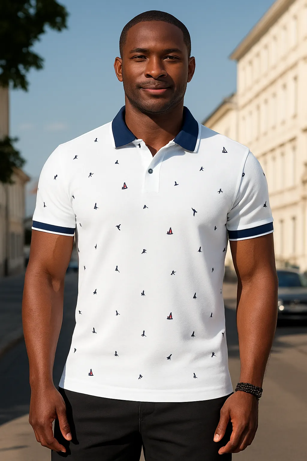 🔥Hot Sale🔥Men's short-sleeved 3D digital printed street style sailboat pattern sports polo shirt