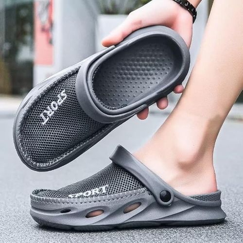 Men’s Grey Breathable Clog Sandals – Lightweight Anti-Slip Everyday Shoes