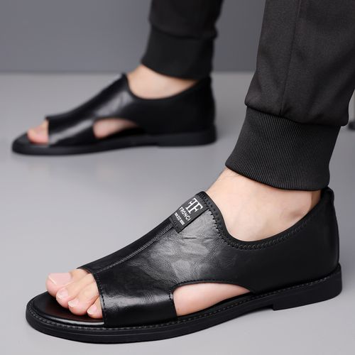 Men's Sandals 2025 New Style, Beach Shoes, Hollowed-out, Breathable, Non-slip, Casual, Plus Size Leather Sandals for Men