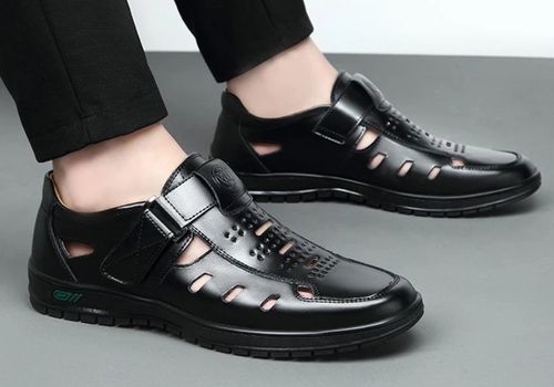 Leather shoes, business casual formal wear, single shoes with soft soles, summer men's sandals, beach shoes
