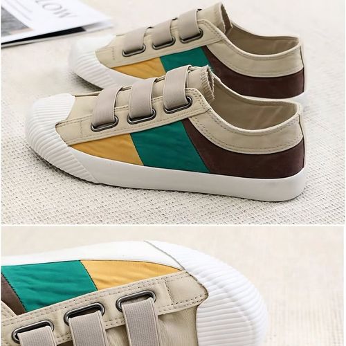 Men's Slip On Canvas Skateboard Shoes Color Block Non Slip Low Top Outdoor Walking Traveling For Spring And Summer