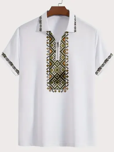 Men's short-sleeved T-shirt business casual series digital short-sleeved 3D printing style loose short-sleeved