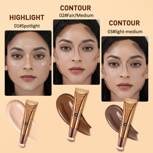 Bestselling highlighting and contouring stick, under-eye brightening and contouring pen, waterproof and long-lasting dewy blush liquid.