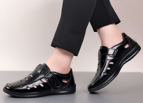 Leather shoes, business casual formal wear, single shoes with soft soles, summer men's sandals, beach shoes