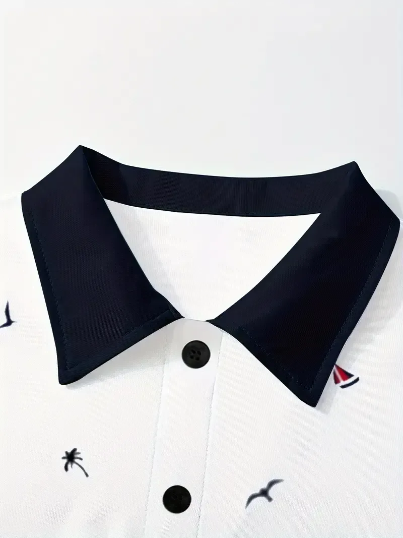 Men's Geometric Graphic Print Golf Shirt