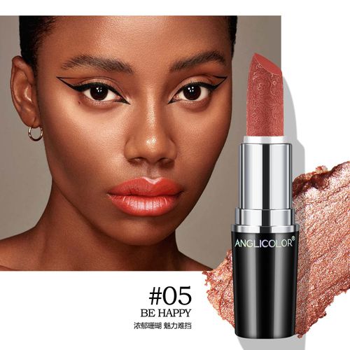 Black tube frosted bullet lipstick, waterproof, non-stick, pearlescent, long-lasting moisturizing lip balm