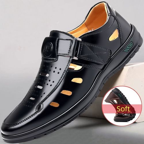 Leather shoes, business casual formal wear, single shoes with soft soles, summer men's sandals, beach shoes