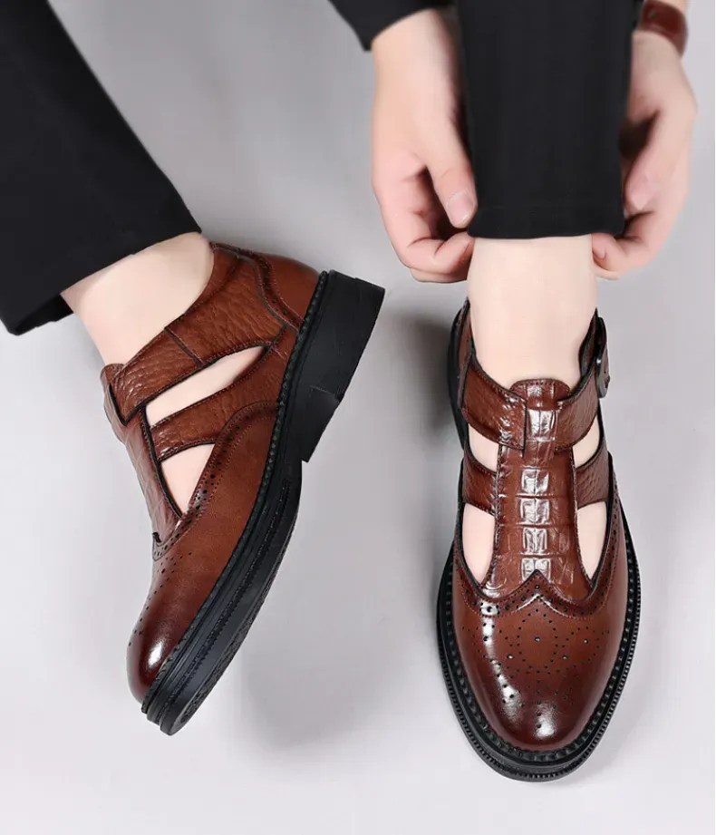 New casual high-end hollow breathable lightweight brogue comfortable round-toed shoes
