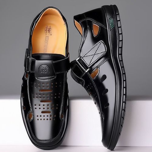 Leather shoes, business casual formal wear, single shoes with soft soles, summer men's sandals, beach shoes