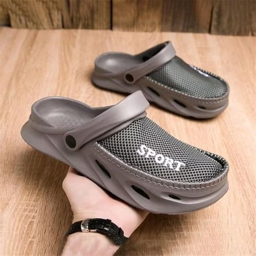 Men’s Grey Breathable Clog Sandals – Lightweight Anti-Slip Everyday Shoes