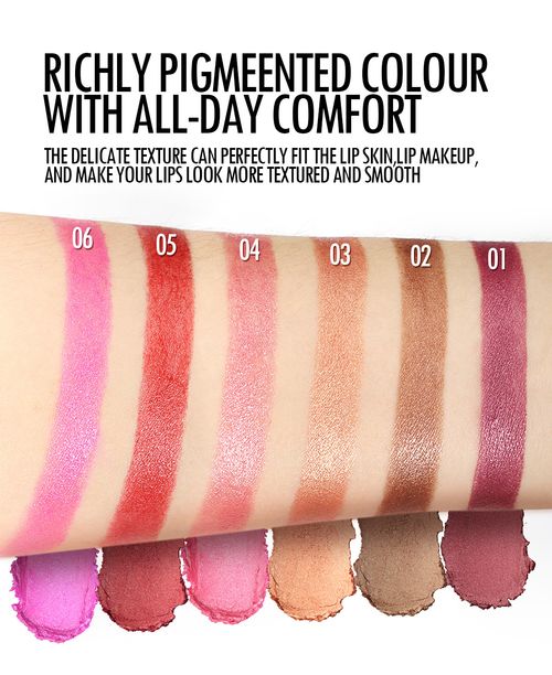 Cross-border 6-piece pearlescent lipstick set, European and American style, fine shimmer, long-lasting, waterproof, non-fading, and non-transferable.