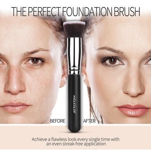 ANGLICOLOR Beauty Flat-Top Foundation Brush, Soft and Slim, Portable Soft-bristled Wooden Handle Makeup Brush