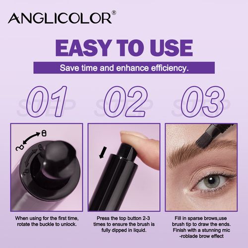 Eyebrow mascara with large brush head, multi-purpose for eyebrows and hairline, smudge-proof, and press-to-brush for natural-looking brows.