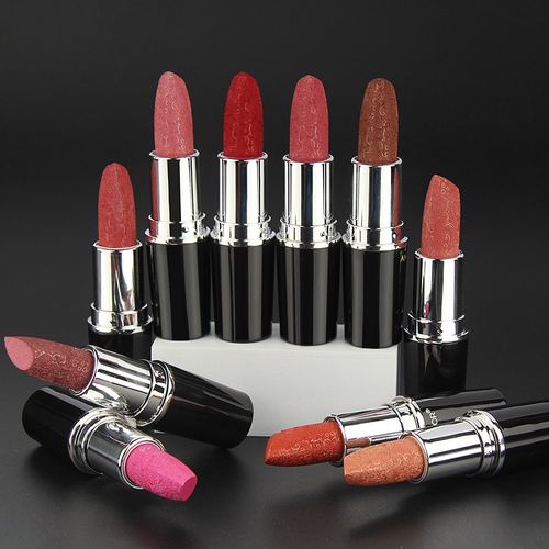 Black tube frosted bullet lipstick, waterproof, non-stick, pearlescent, long-lasting moisturizing lip balm