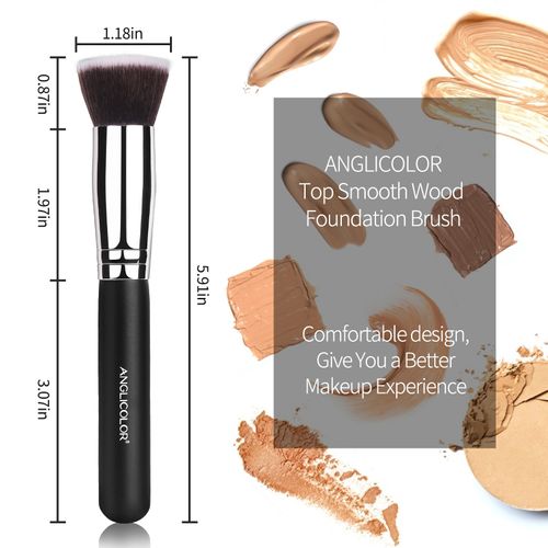 ANGLICOLOR Beauty Flat-Top Foundation Brush, Soft and Slim, Portable Soft-bristled Wooden Handle Makeup Brush
