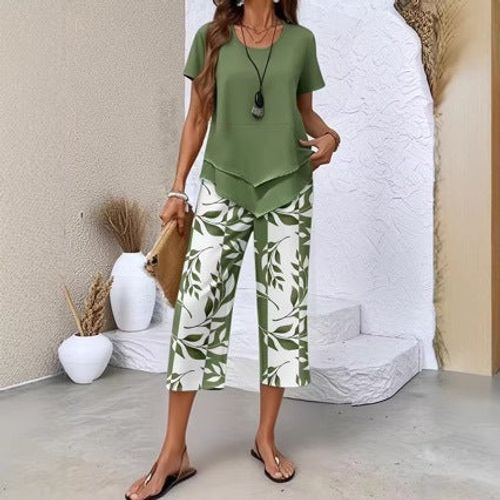 Loungewear-Set mit Rundhals-Top (Lagenlook) und Hose mit extra weitem Bein – bequem, luftig und vielseitig – ideal für den Alltag und auf Reisen