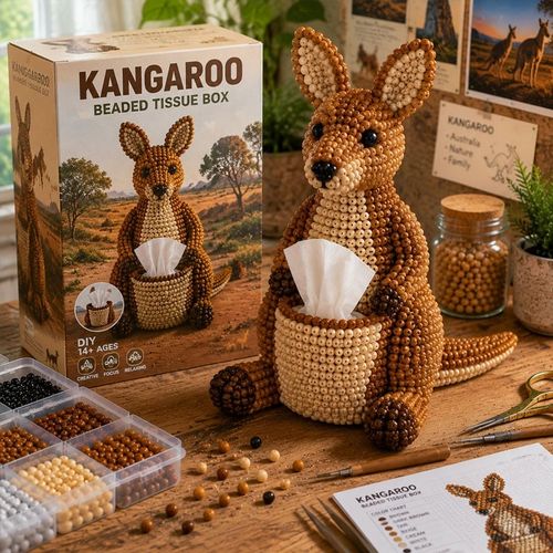 🔥Letzter Tag – 50 % Rabatt 🦘DIY-Set für eine mit Perlen verzierte Tier-Taschentuchbox